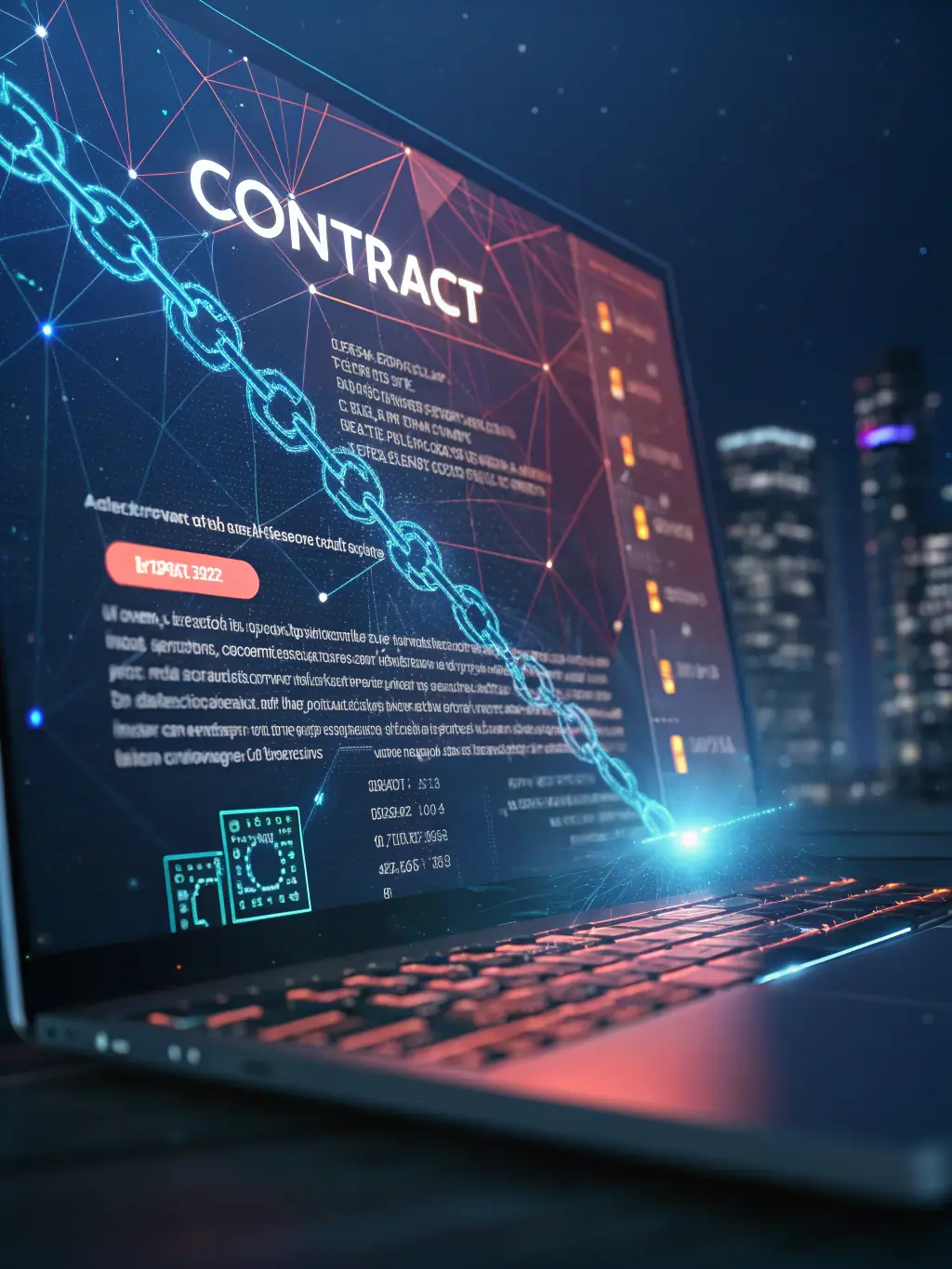 An abstract image representing smart contracts, showcasing the automation and efficiency they bring to blockchain applications.